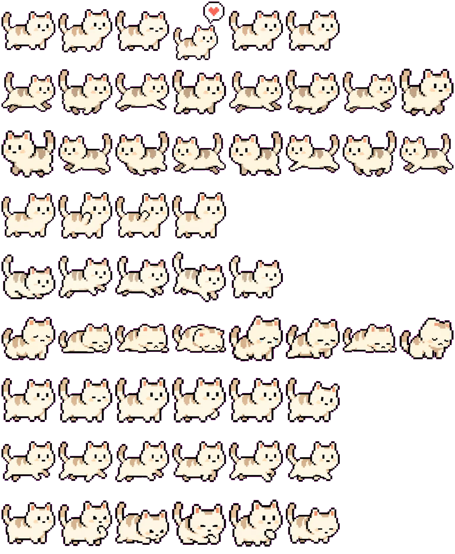 Panjeh, a small cream pixel cat
